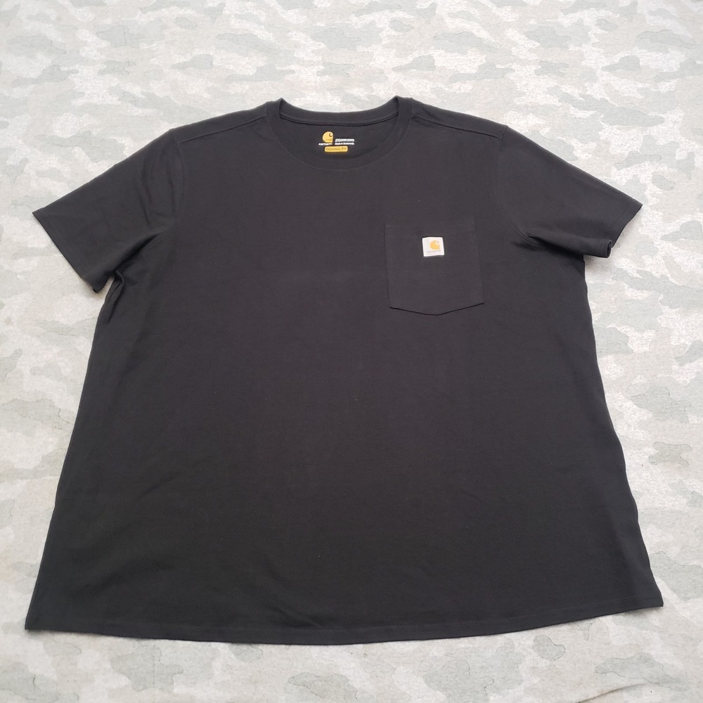 Carhartt Top Womens 2X Black Pockets Short Sleeve NWT Workwear